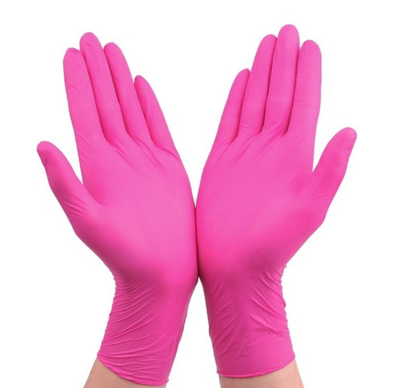 

Disposable pink vinyl nitrile gloves powder free for Inspection Industrial 100pcs