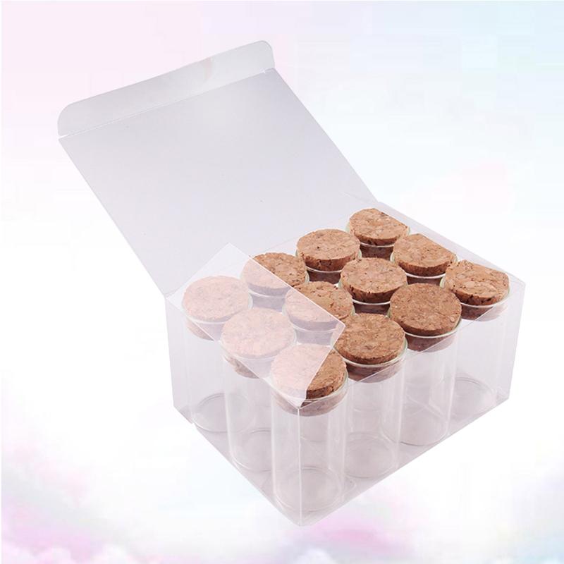 

False Eyelashes 12pcs 25ML Transparent Glass Storage Jar Tank Sealed Cans Food Flower Tea Dried Fruit Grains Container With CorkFalse