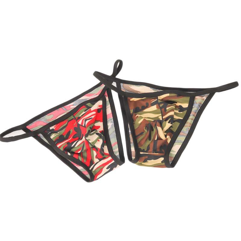 

Underpants Men's Sexy Camouflage G-string T-back Thongs Man Printed Briefs Comfortable Underwear Gay Soft PantiesUnderpants, Army green