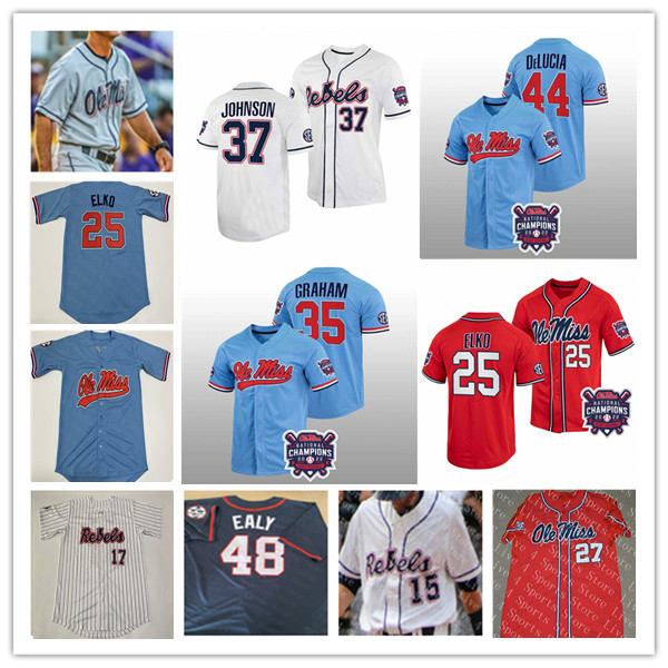 

2022 College World Series Champions Ole Miss Rebels Baseball Jersey Harris Tim Elko TJ McCANTS Anthony Servideo Tywone Malone John Kramer Banks Tolley Kemp Alderman, Man white with champions patch