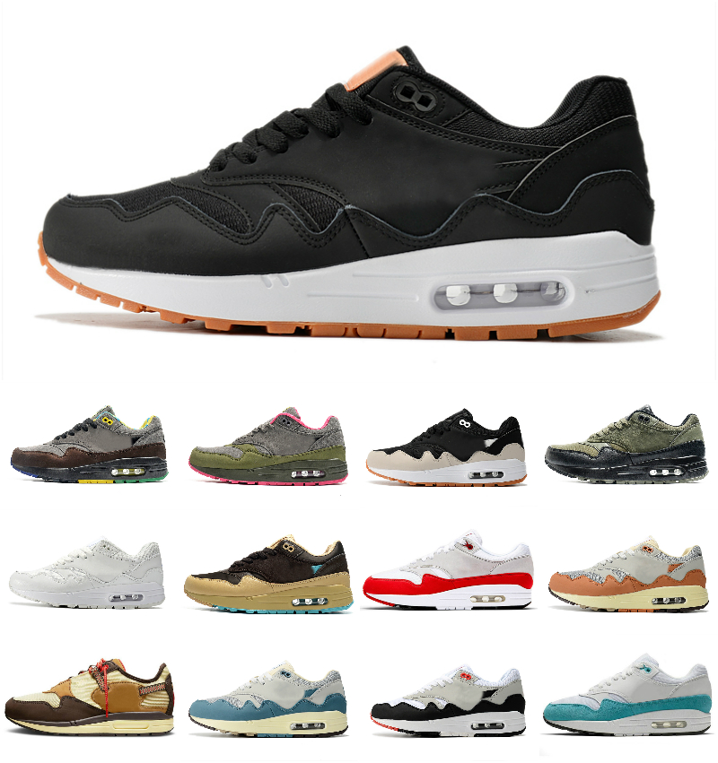 

2022 Fashion Women Mens Trainers Patta Waves Max 1 Running Shoes Monarch Noise Aqua Maroon Black Cactus Jack 87 Baroque Brown Saturn Gold Cave Stone 1s Sports Sneakers, Bubble package bag
