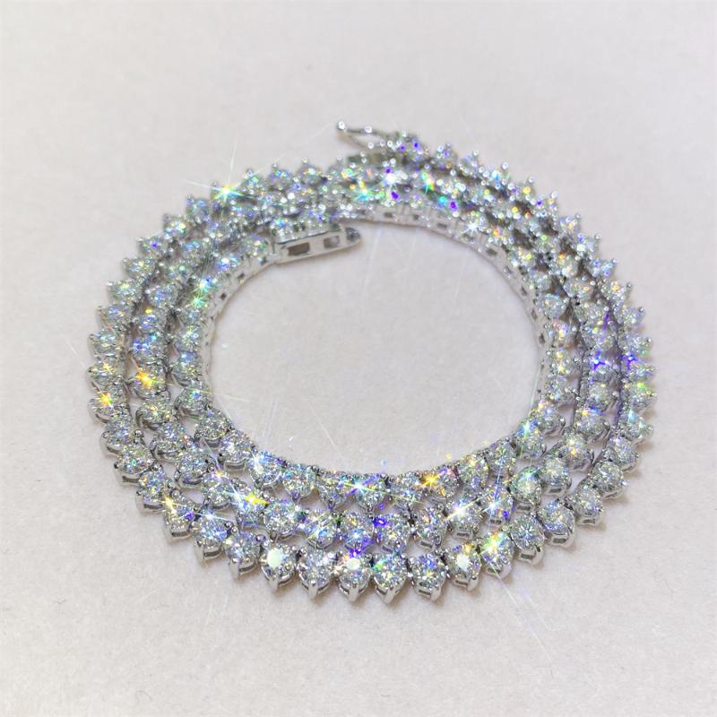 

Chains Sterling Silver Tennis Chain16/20/22 Inches 14K 18K Gold Plated 3.0mm Round Moissanite Necklace NecklaceChains