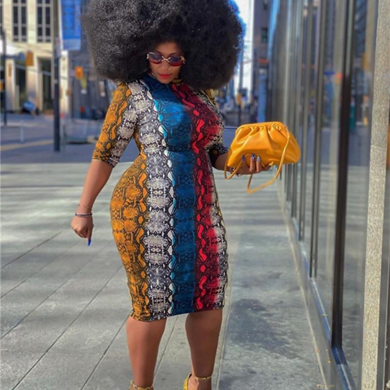 

Plus Size Dresses Dress 5xl Women 2022 Wholesale Sexy Leopard Bodycon Stretch Casual Maxi Half Sleeve DropPlus, Multi