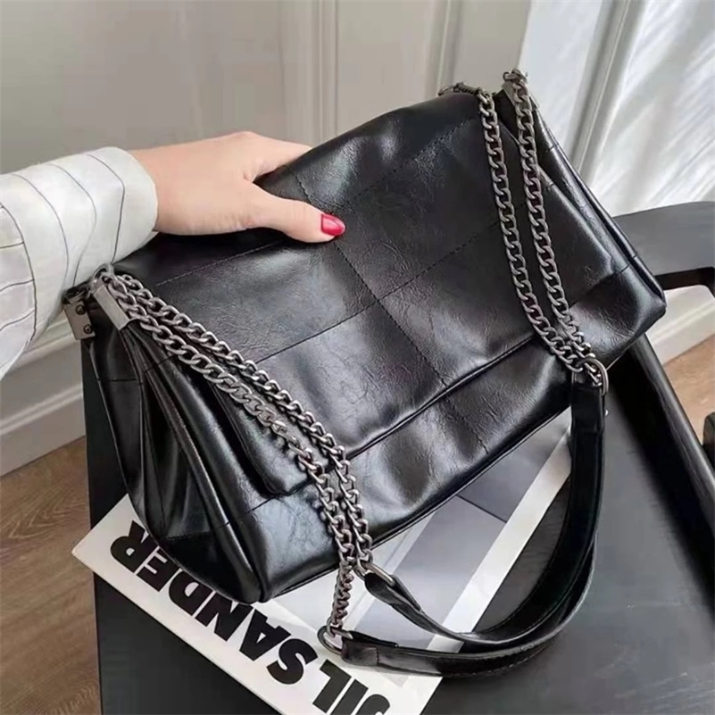

High Quality Women Pu Leather Shoulder Bag Fashion Designer Ladies Messenger s Luxury Female Large Capacity Crossbody 220617, Black