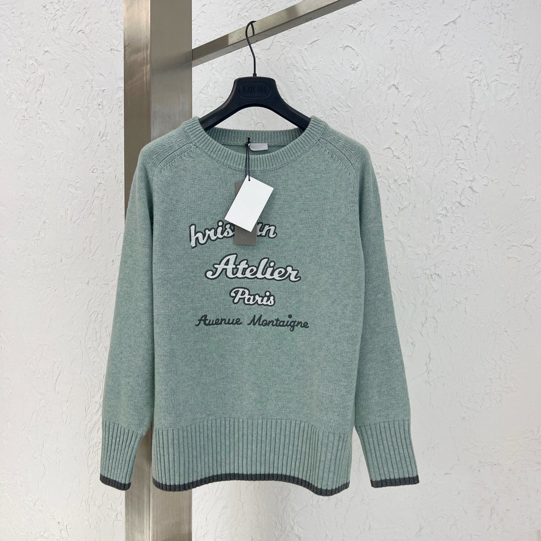 

New AOP jacquard letter knitted sweater in autumn / winter 2022acquard knitting machine e Custom jnlarged detail crew neck cotton rdf4235wf4, Black