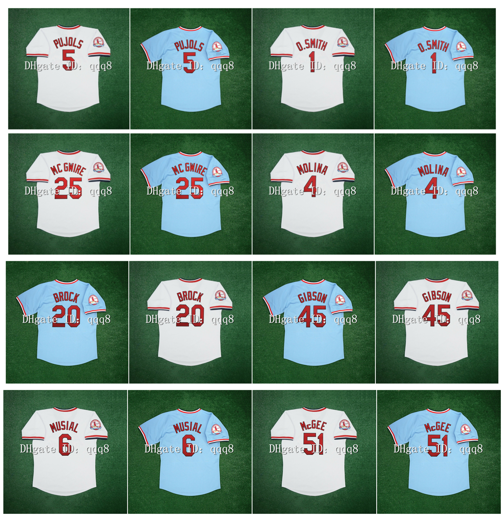 

1982 Vintage Baseball Jersey Cardinal Albert Pujols Ozzie Smith Mark 25 McGwire Yadier Molina Lou Brock Bob Gibson Stan Musial Willie McGee, As pic