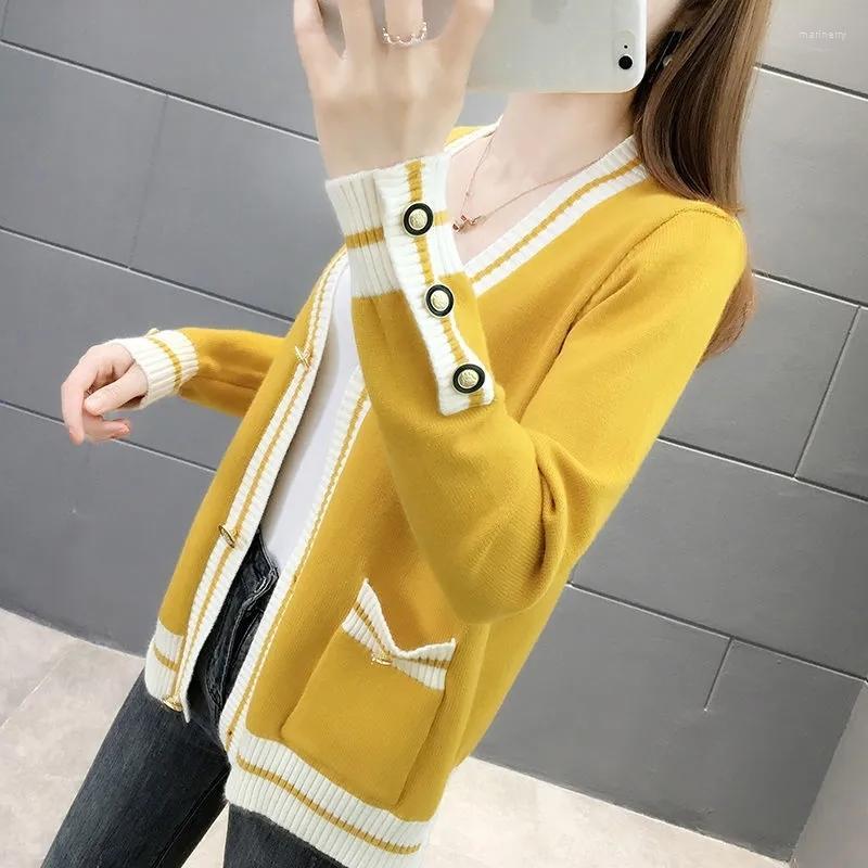 

Women's Knits & Tees Ladies Loose Patchwork Knitted Cardigan With Pocket Fashion V-Neck Sweaters Coat Women Korean Style Knitwear Harajuku L, Black