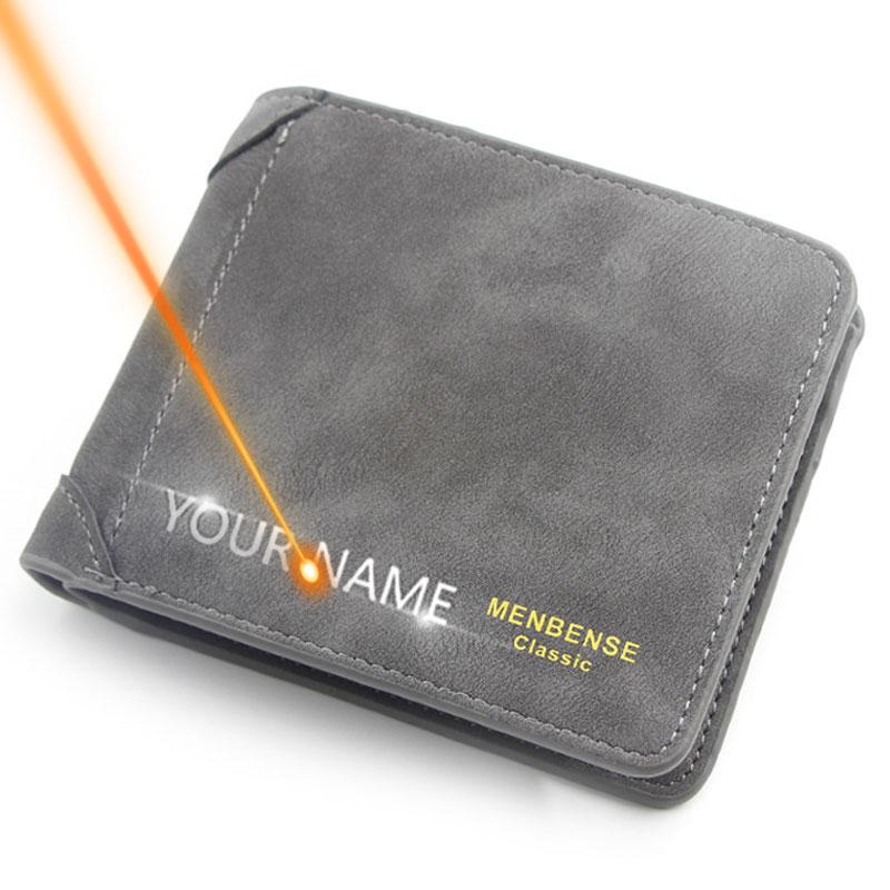 

Wallets Short Men Slim Card Holder Po Male Name Engraved Wallet Small Classic Zipper Coin Pocket Square PursesWallets, Black