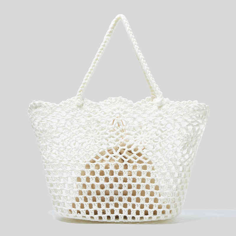 

Shopping Bags Flower Straw Woven Tote for Women Hollow Large Handbags Summer Beach Lace Basket Bag Ladies Bohemia Underarm Bag Purses 220412, Brown