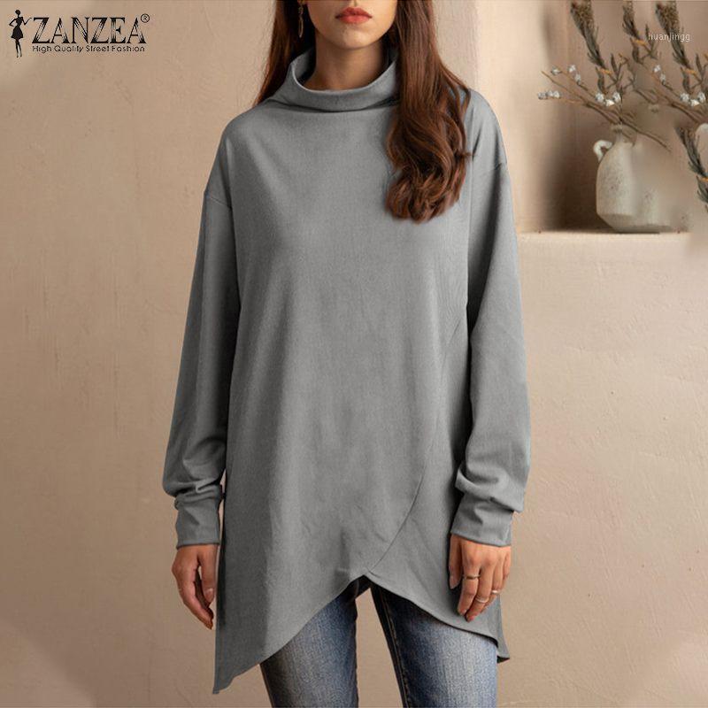 

Women' Hoodies & Sweatshirts Autumn Women Turtleneck Long Sleeve Asymmetrical Pullover Casual Loose Streetwear Fashion Solid Tops, Black