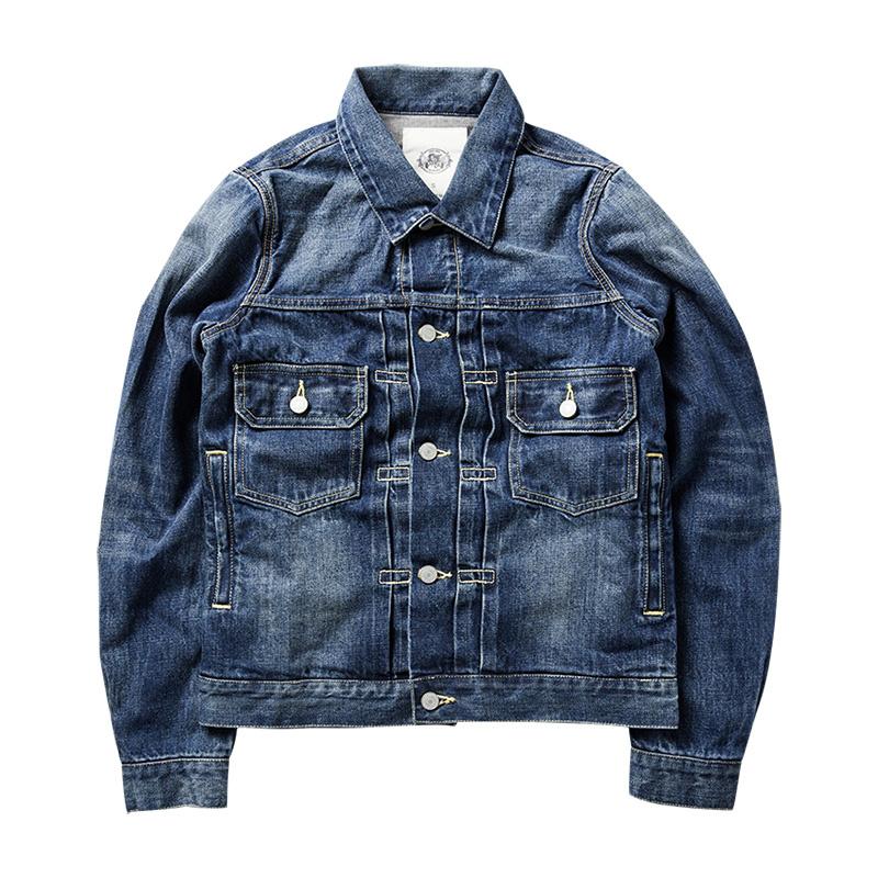 Vestes pour hommes Red Reproduction VV 101 Veste en jean Damaged Selvedge Jean Washed BlueHommes HommesHommes