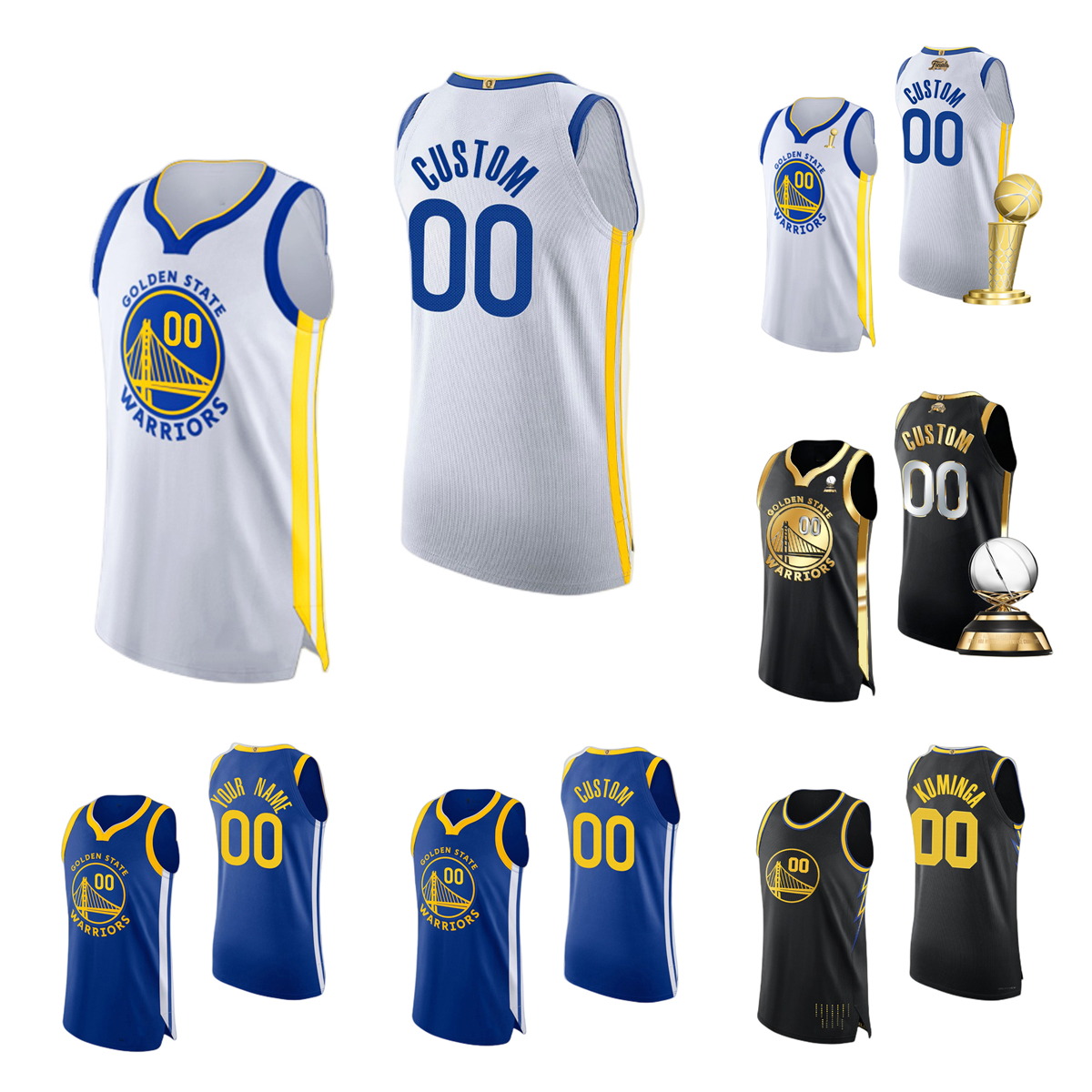 

Custom Authentic Player Version Stitched Basketball Jerseys 30 Curry 11 Thompson 22 Wiggins 23 Green 33 Wiseman 00 Kuminga 4 Moody 3 Poole, Picture
