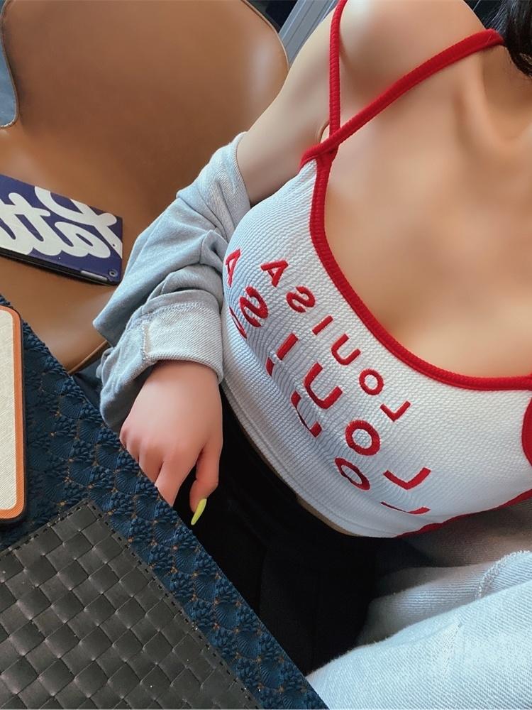 

Women' Tanks & Camis Summer WOMENGAGA Fashion Casual Letter Print Navel Short Slim Double Strap Vest For Women Tank Tops Kroean Sexy KS1BWo, White