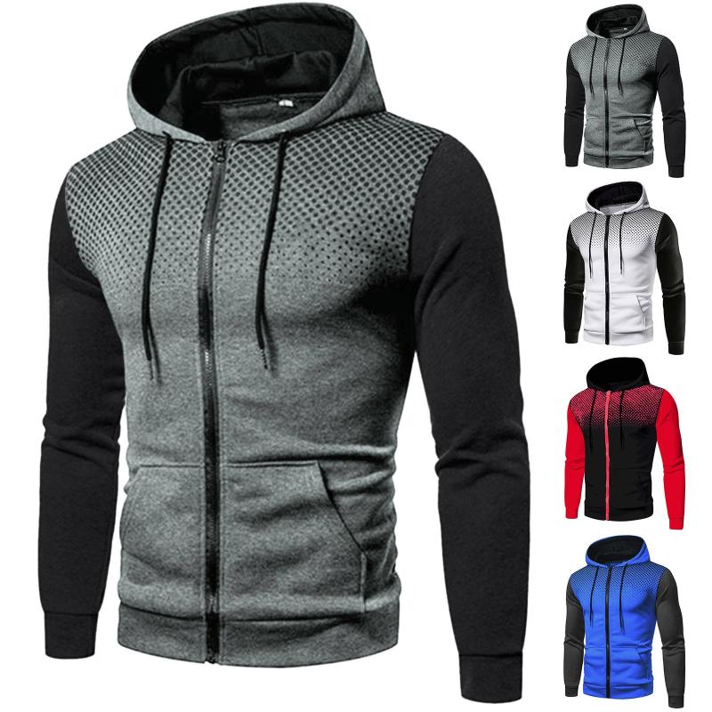 

Men's Hoodies & Sweatshirts Brand Men's Winter Slim Fit Hooded Sweatshirt Outwear Warm Coat Jacket Fashion Polka Dot Zipper Mens Clothin, Red