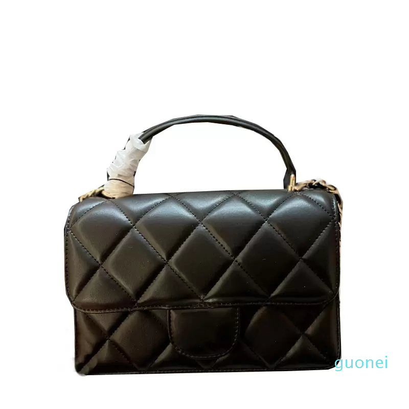 

Trendy Trends Mini Bags Lambskin Genuine Leather High Quality Top Handle Totes Quilted Gold Matelasse Chain Crossbody Gold Turn Lock 3330, Box