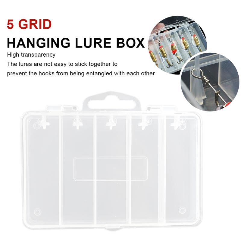 

Fishing Accessories Tackle Box 5 Slots Compartments Bait Lure Storage With Hanger Hold Lures Portable OrganizerFishing