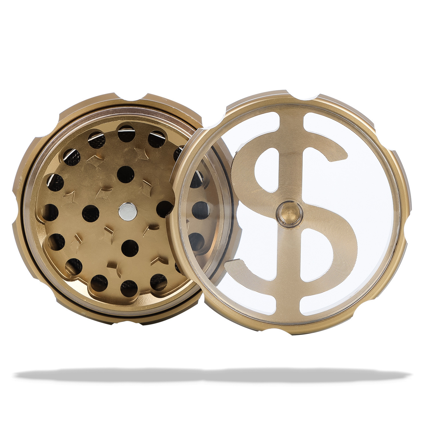 

Hide 4-layer 63mm zinc Alloy Window Grinder Metal herb Grinders smoking accessories