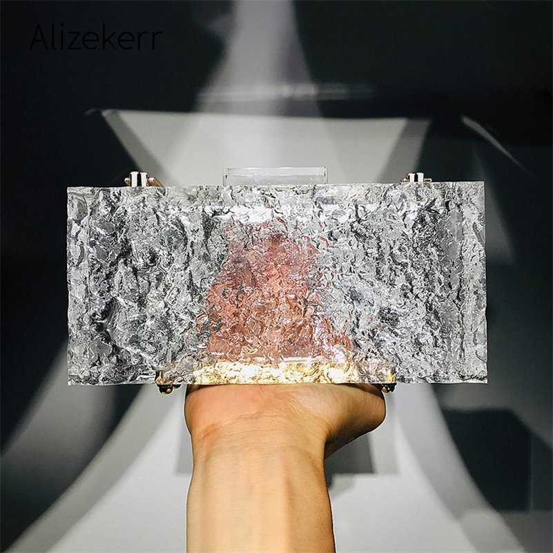 

Clear Ice Pattern Acrylic Box Evening Bag Women Luxury Transparent Clutch Purses Ladies Acrylic Crystal Handbag High Quality 220809, Clear model a