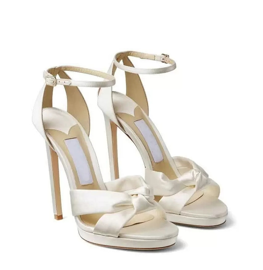 Robe de mariée élégante robe de mariée Rosie plate-forme sandales chaussures dame perles bride à la cheville marques de luxe été talons hauts fem