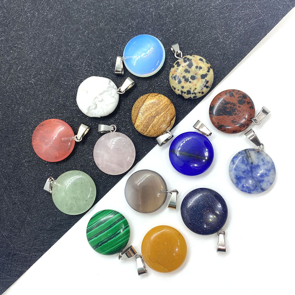

Colorful Crystal Stone Round Charms Pendant for Jewelry Making Chakra Reiki Healing Green Aventurine Pendants Wholesale