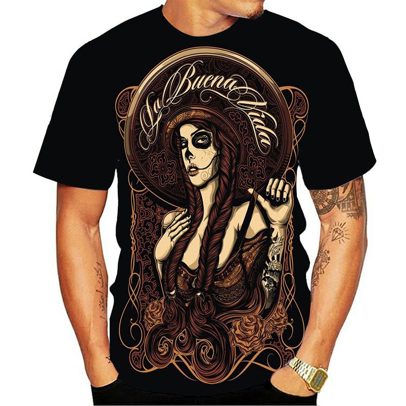 

Men's T-Shirts Skeleton Beauty Rock Cool 3D T-shirt Motorcycle Punk Printing Clothes Summer Top Men Fashion TeeMen's, Zjm02-538