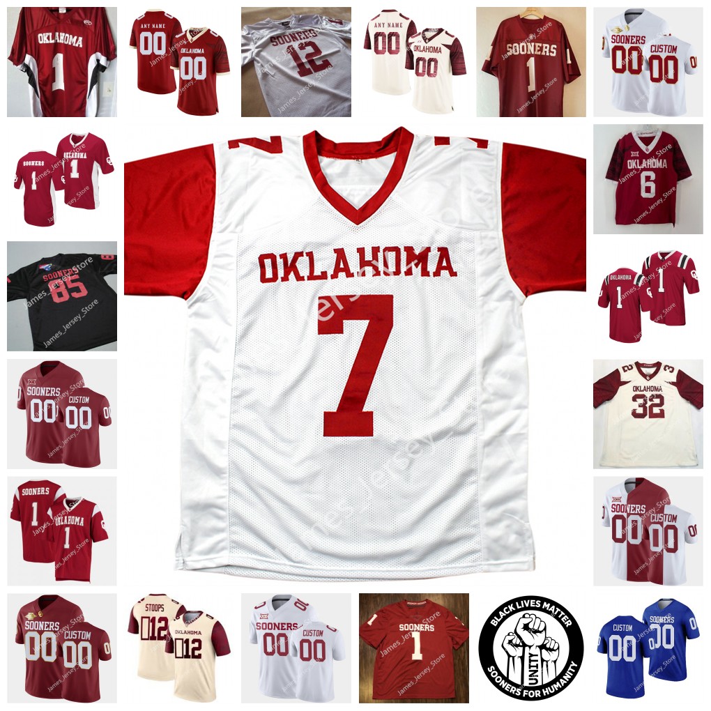 

Oklahoma OU College Stitched football Jersey 23 DaShaun White 14 Charleston Rambo 29 Rhamondre Stevenson 24 Brian Asamoah 1 Jalen Hurts 2 CeeDee Lamb 83 Nick Basquine, 17