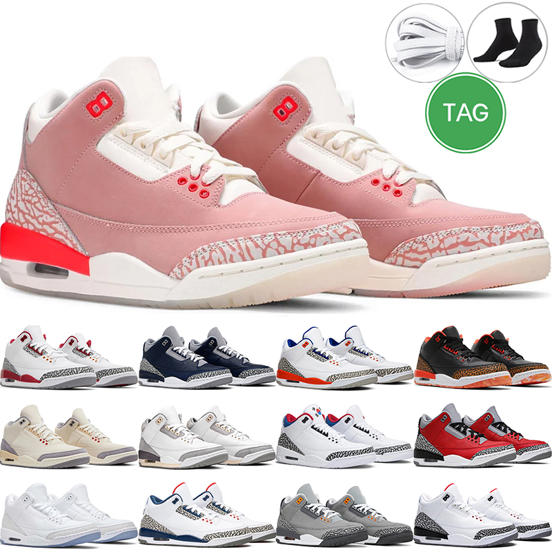 

men basketball shoes 3s 3 retro Georgetown Racer Blue Black Cat Unite UNC Throw Pine Green Cement Varsity Royal Rust Pink Orange mens trainer sports sneakers, #4