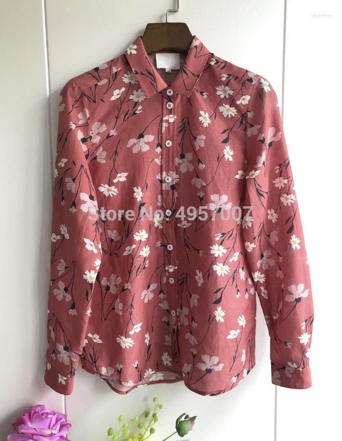 

Women's Blouses & Shirts Silk & Cotton Ladies Fresh Daisy Floral Printed Long Sleeve Turn-down Collar Blouse Shirt TopWomen's Vere22, As show