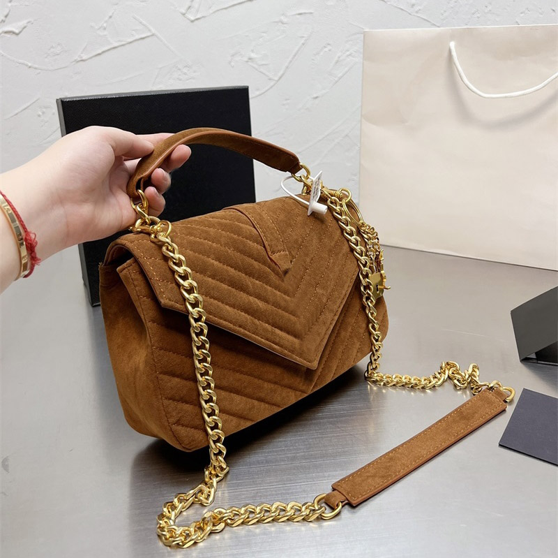 

Fashion Designer Handbags HOT Square Fat LOULOU Chain Bag Real Leather Women's Large-capacity Shoulder Bags High Quality Quilted Messenger Bag With Box, Brown