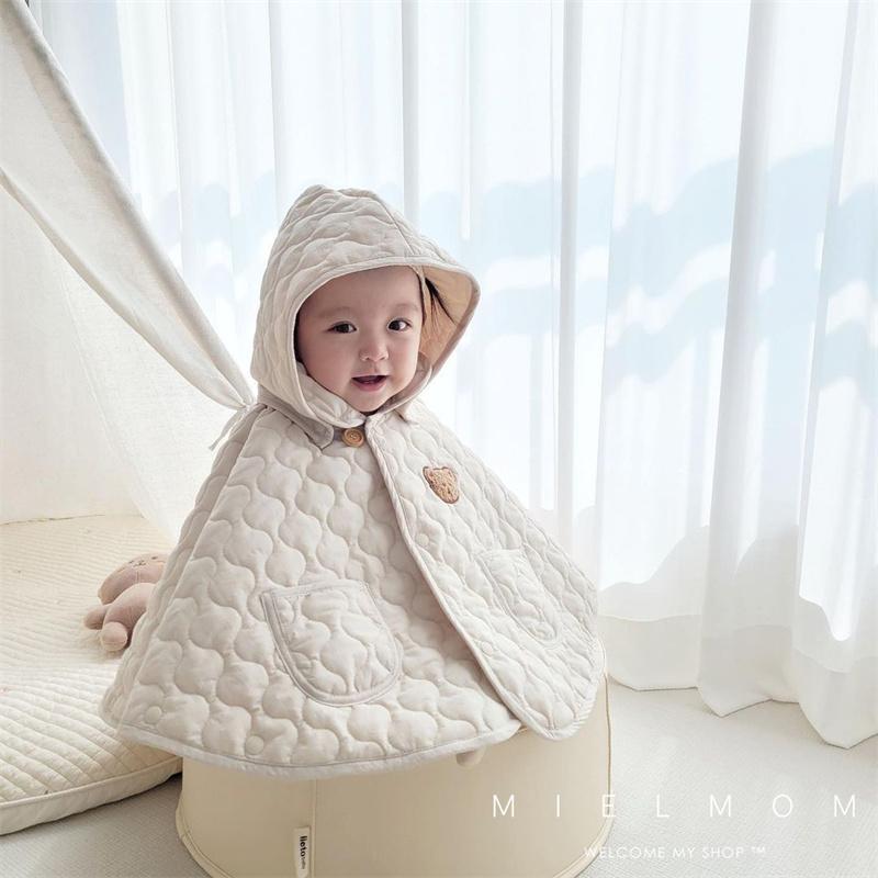 

Blankets & Swaddling Born Baby Cloak Soft Comfortable Cotton Solid Color Cute Little Bear Print Hug Quilt Go Out Windproof Keep Warm Hooded, White