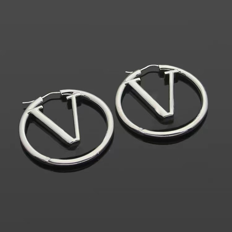 

Designer Letter Earrings Fashion Silver Gold Hoop Earrings for Lady Women Party Earring Wedding Lovers gift engagement Jewelry