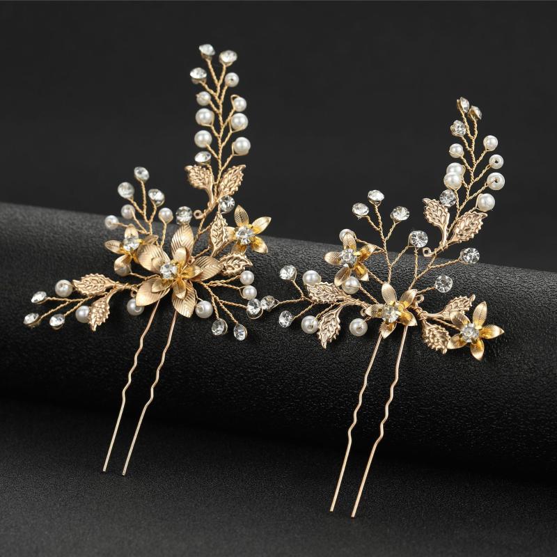 

Hair Clips & Barrettes Pearl Headpieces Flower Leaf Combs Pins Gold Bridesmaids Brides Hairpins Headdress Wedding Accessories Bridal Jewelry