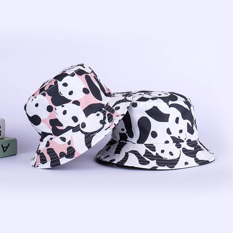 

Berets Cow Print Cotton Bucket Hat Fisherman Outdoor Travel Sun Cap Hats For Men And Women 245, White