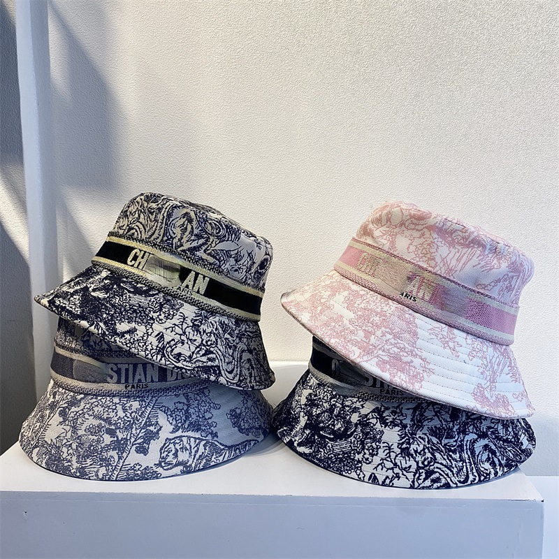 

Classic Brand Fisherman Hat Letter Webbing Fashion Visor Basin Bucket Hats, Blue