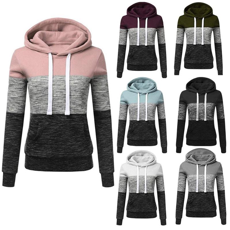 

Women's Hoodies & Sweatshirts Leisure Autumn Women Pullover Polyester Simplicity Solid Patchwork Slim Hooded Tops Home Daily Wear L-XXLWomen, Sky blue