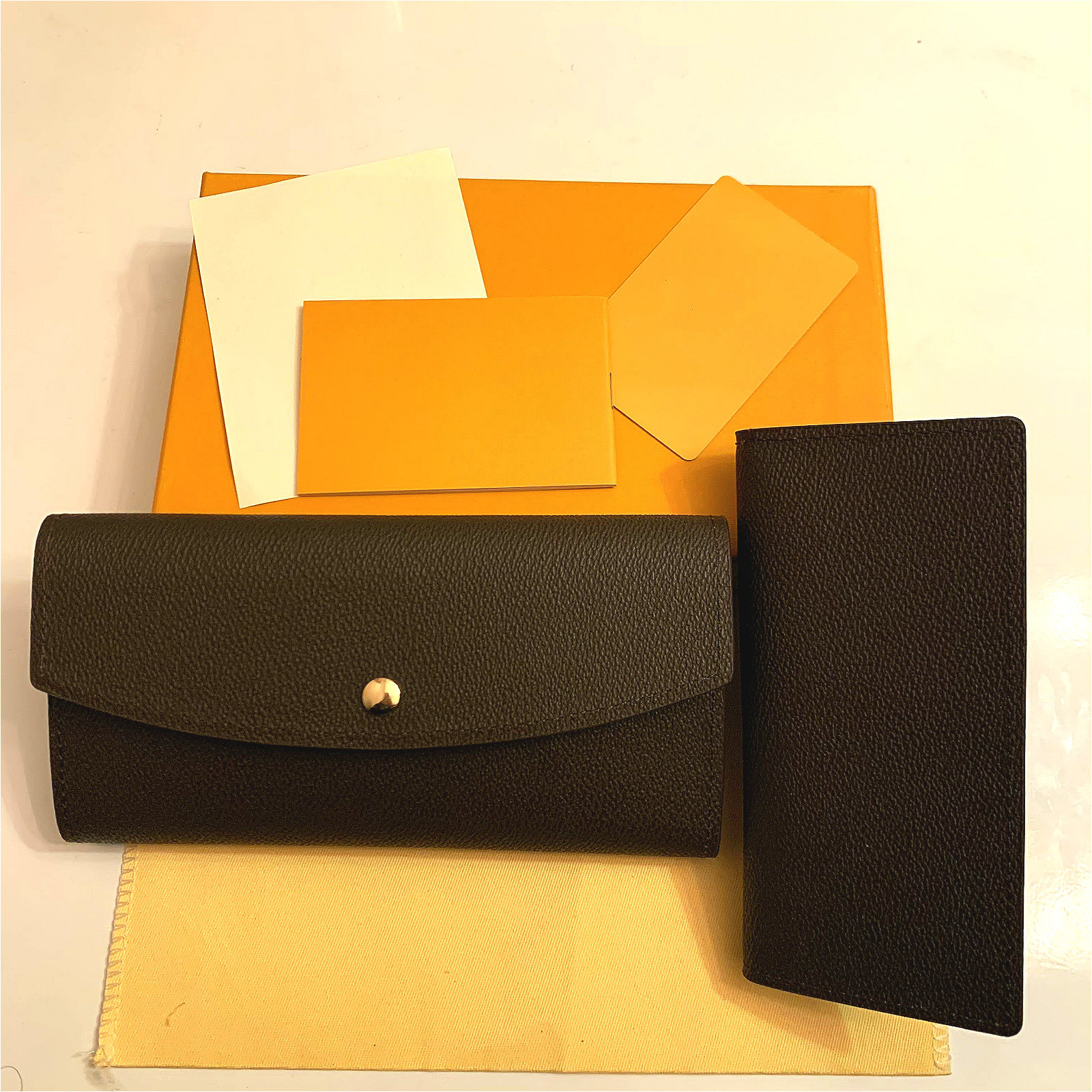 

2PCS M2005 SARAH WALLET Designer Fashion Womens Long Zippy Flore Emilie Wallet Zipped Key Coin Purse Card Holder Multi Accessoires, Black grid