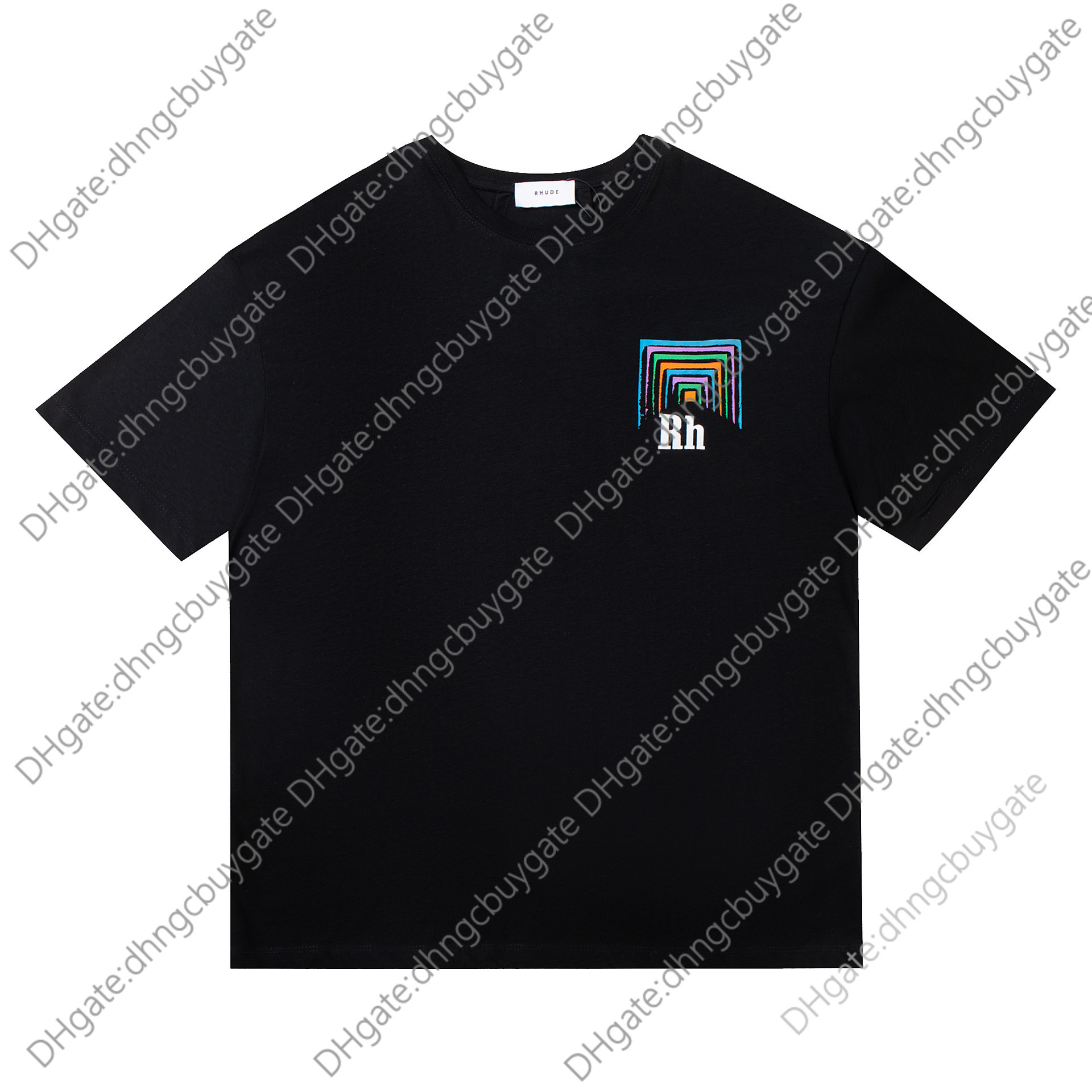 

Shirt Designer t Rhude Tunnel Abstract High Street American Round Neck Loose Couple Short Sleeve T-shirt Men' and Women' Spring Summer Tide Br t Shirt, Black
