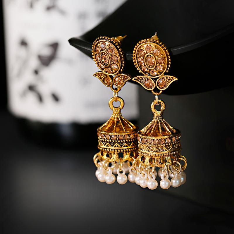 

Dangle & Chandelier Pendientes Corful Jhumka Jewelry Vintage Flower Bell Tassel Earring Boho Ethnic Hollow Hanging Earrings For WomenDangle