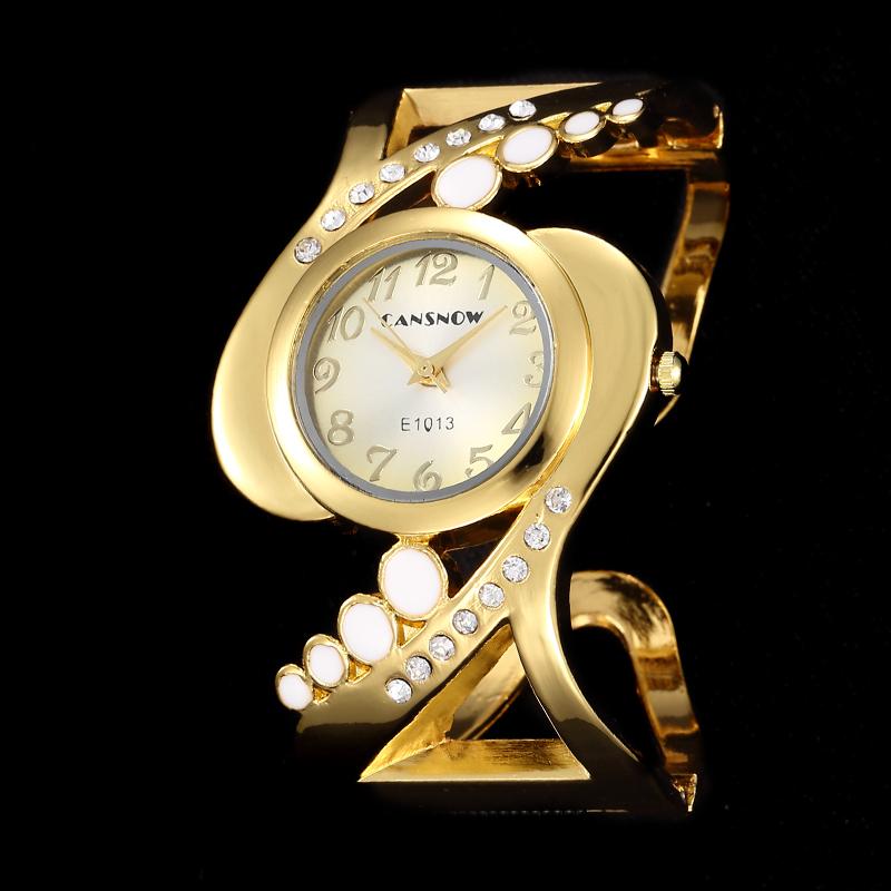 

Wristwatches Fashion Silver Cuff Bangle Wristwatch Shiny Crystal Women Ladies Dress Quartz Watches Relogios FemininoWristwatches Wristwatche, Gold