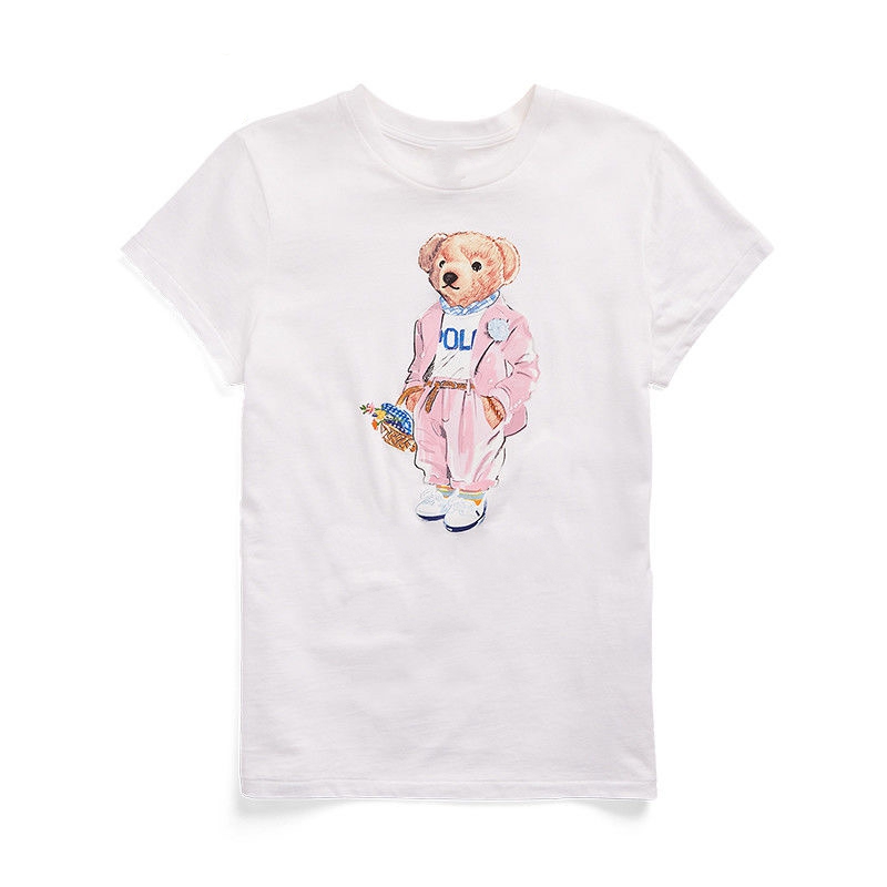 

2022S Summer Short Sleeve Ladies POLO Shirt High Quality Printed Bear Fashion Casual T-Shirt, White
