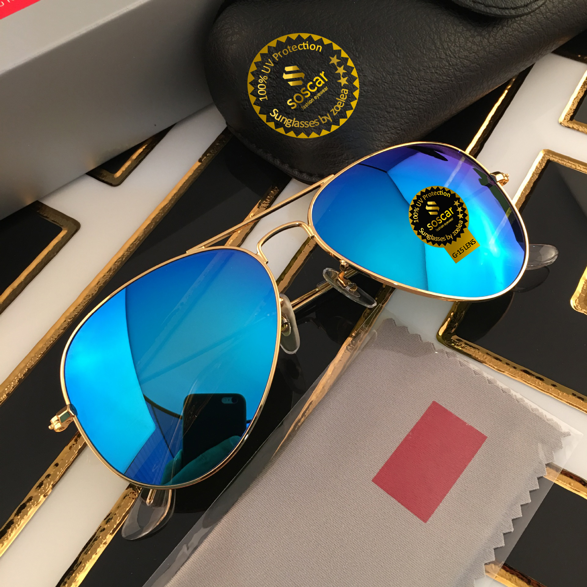 

Designer Pilot Sunglasses for Men Vintage Aviation Woman Real Glass Mirror Lens Metal Frame UV400 Protection Brand Shades Anti Glare Driving Sunnies with Box