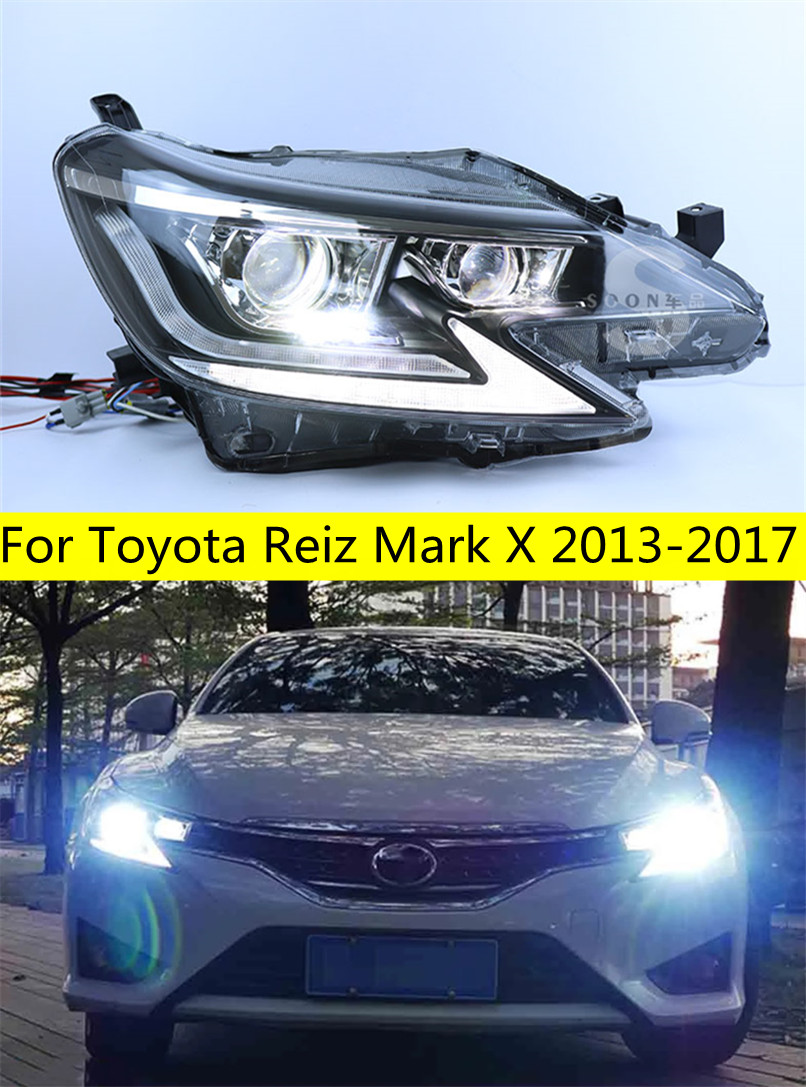 

For Toyota Mark X LED Headlight 2013-17 Headlights Reiz DRL Turn Signal High Beam Angel Eye Projector Lens