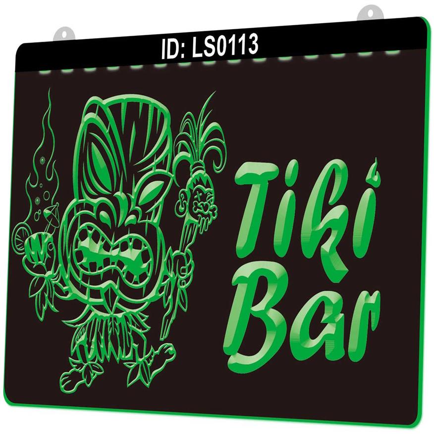 

LS0113 Tiki Bar 3D Engraving LED Light Sign Whole Retail2818