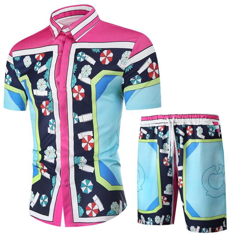 

Men's Tracksuits Mens Pants And Vest Set Men Summer Fashion Top Shorts Suit Leisure Digital Printing Slim Fit Full Body Latex MenMen's, Blue