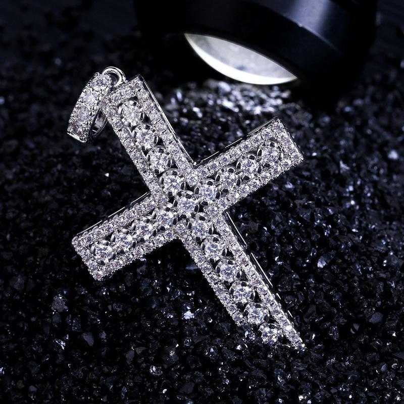 

Pendant Necklaces Hip Hop Micro Paved Cubic Zirconia Iced Out Bling Cross Pendants Necklace For Men Rapper Jewelry With 4mm 24inch Cuban Cha