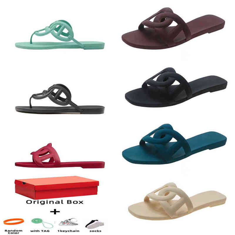 

Herme Slippers Sliders Pig Nose Female Aloha Suer Vacation Wear Flat Bottom Sandals Beach Heel h Word Slide with Box