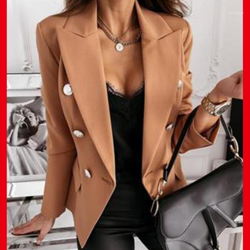

Women' Suits & Blazers Lazer Women Coat Short Khaki Blazer Female Autumn Winter Long Sleeve Double Breasted Plaid Printed Suit Jacket Casua, Black