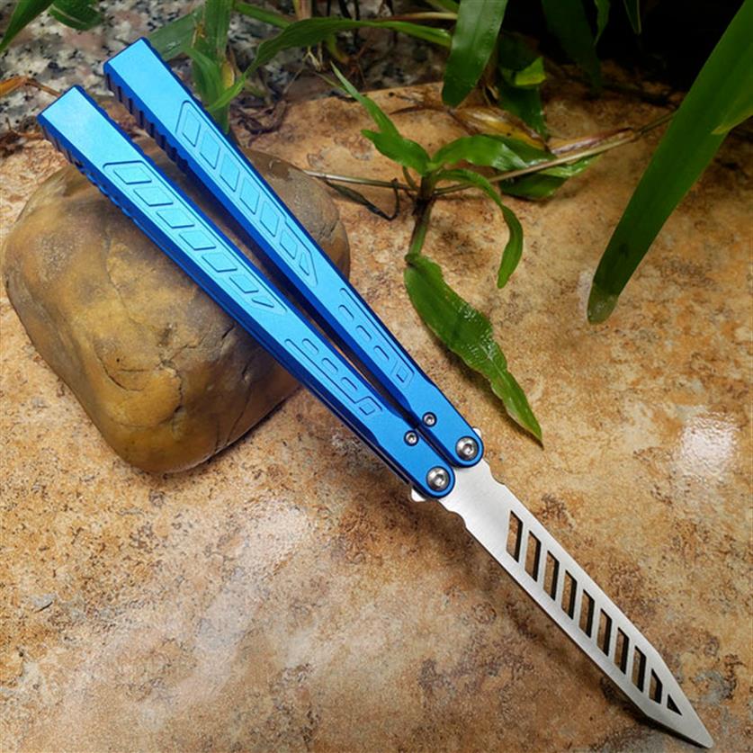

TheOne Falcon Butterfly Trainer Jilt Knife D2 Blade 6061 Aviation Aluminum Handle Bushings -swinging Knife EDC Gift270B