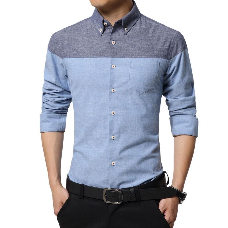 

Men's Casual Shirts Fashion Men Cotton Dress Long Sleeve Business Shirt Slim Fit Flannel Male Stripe Famous Designer ShirtsMen's, Gray