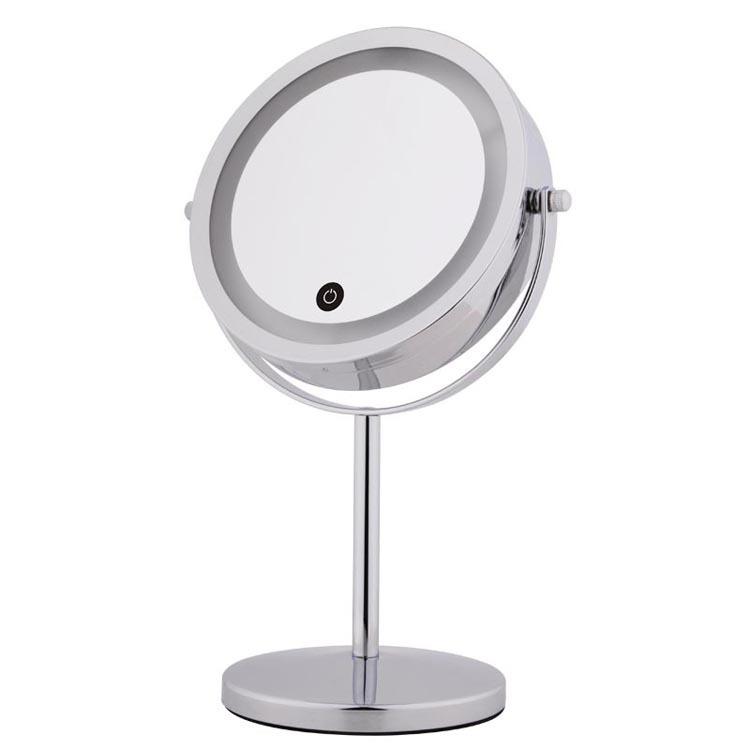 

Compact Mirrors Inch LED Makeup Mirror With Light Vanity Adjustable Touch Table Desk Enlarge Rotating Double-sided Round MirrorCompact